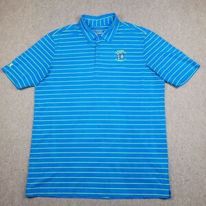 Pinehurst Golf Under Armour Polo Shirt Mens Large Blue Striped Short Sleeve Logo